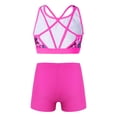 thumbnail image 2 of Sholeno Kids Girls Swimwear 2 Piece Athletic Tankini Swimsuit Floral Print Crop Top With Booty Shorts Gardenia&Hot Pink 10, 2 of 7