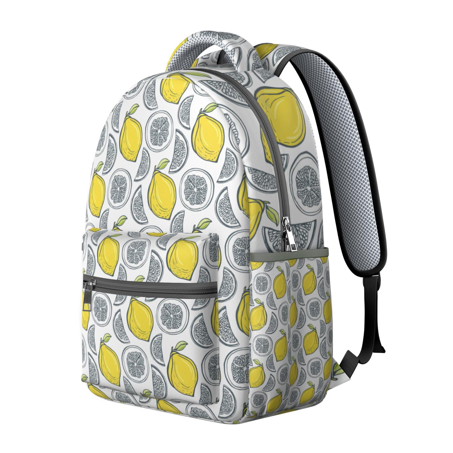 I Love Lemons Backpack - Floral & Fruit Themed Waterproof Bookbag, Breathable Mesh Straps, Padded Back Panel for Spinal Support, Ideal for Commuters
