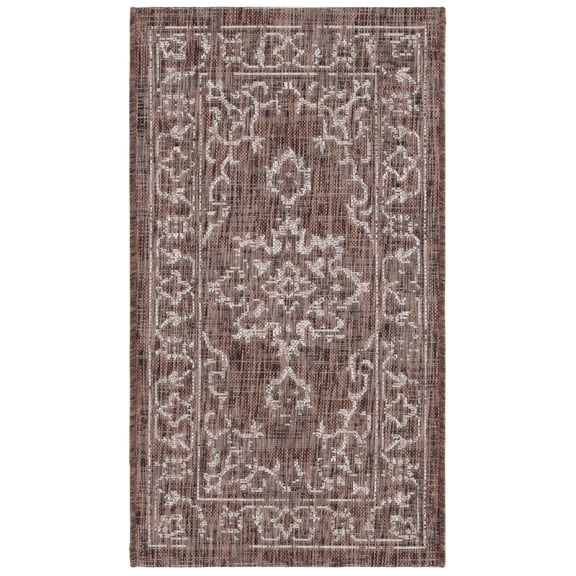SAFAVIEH Courtyard Clodagh Medallion Indoor/Outdoor Area Rug, Brown/Beige, 2' x 3'7"