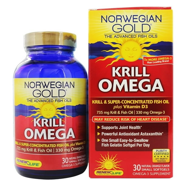Norwegian Gold Krill Omega Fish & Krill Oil + Vitamin D3 Softgels