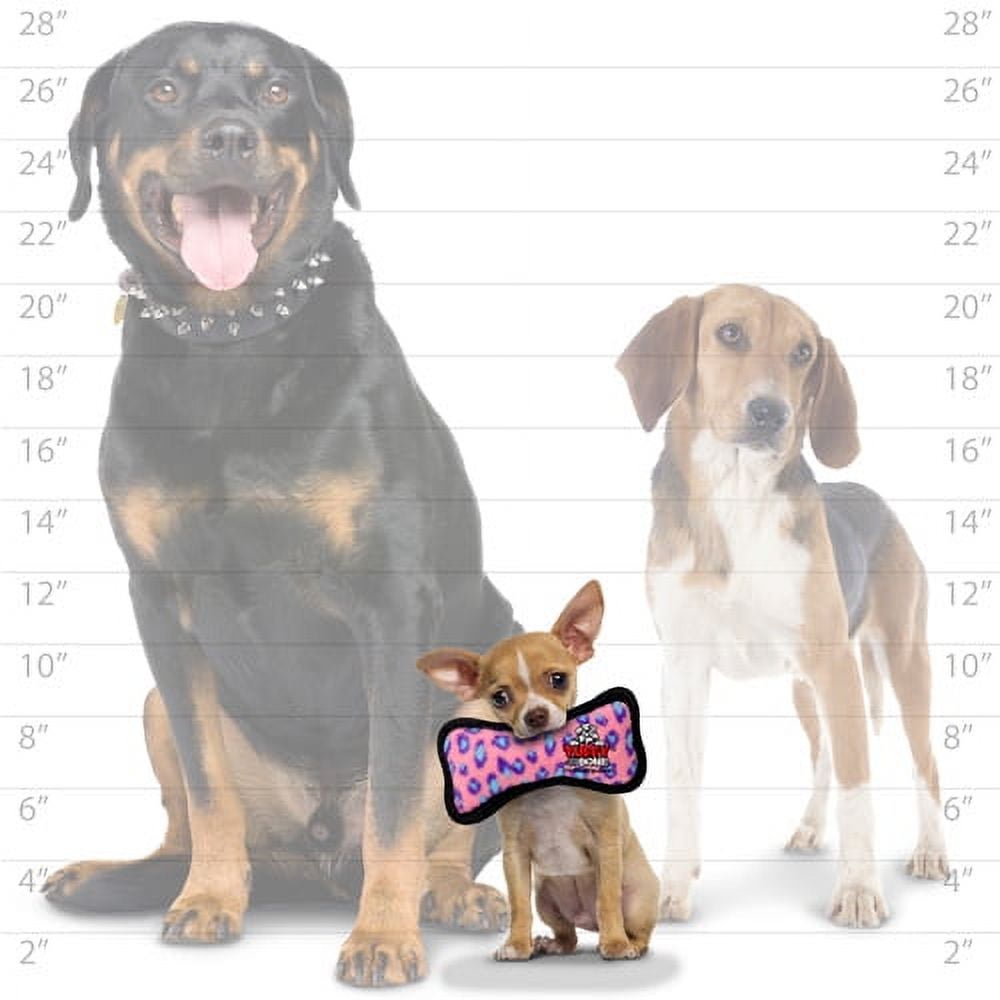 TUFFY® Jr Bone Pink Leopard, 2-Pack, Durable Plush Squeaky Dog Toys
