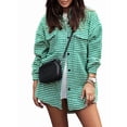 thumbnail image 2 of Women Casual Houndstooth Jacket Flannel Shacket Loose Long Sleeve Button Down Shacket with Pockets Green L, 2 of 6