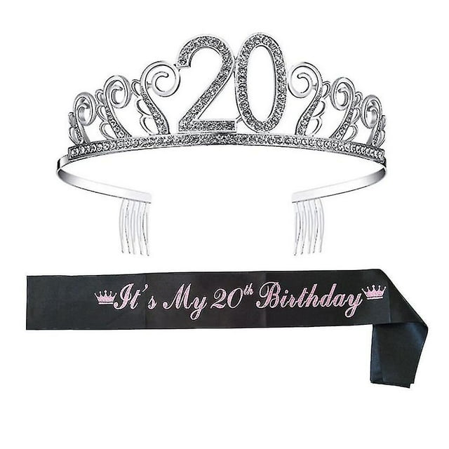 Birthday Tiara Crown With Shoulder Strap Set For Birthday Party Supplies