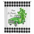thumbnail image 2 of St. Patrick's Day Sheer Curtains 45 Inches Long, Spring Three Leaf Grass Truck Black Plaid Light Filering Curtains, Breathable Simi Curtain Privacy Drapes for Kitchen Bathroom Small Window Treatment, 2 of 9
