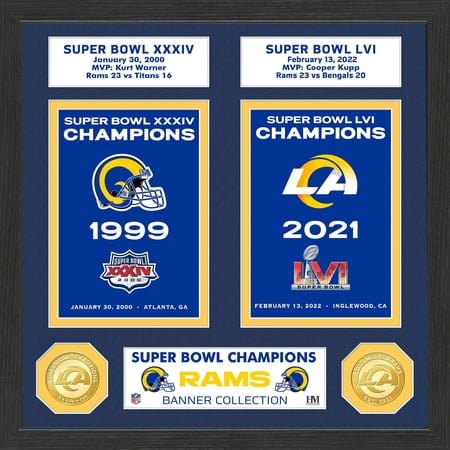 Highland Mint Los Angeles Rams Two-Time Super Bowl Champions Banner Collection 13 x 13 Bronze Coin Photo Mint