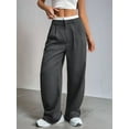thumbnail image 6 of Womens Baggy Wide Leg Pants Casual Stripe Elastic Waisted Palazzo Harem Pants with Pockets Grey L, 6 of 7