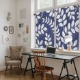 thumbnail image 6 of Indigo Leaves Tier Curtains 54 Inch Length, Farmhouse Botanical Leaf Branch Vintage Modern Cafe Curtains for Bathroom Over Sink, Small Kitchen Curtain Light Filtering Drapes 2 Panels 27.5"Wx54"L, 6 of 9