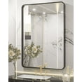 thumbnail image 2 of Black Metal Framed Bathroom Mirror for Over Sink 24 * 32" Vanity Rounded Rectangle Wall Mirror Wall Mounted Home Decor (Hangs Horizontally or Vertically), 2 of 9