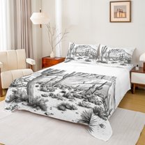 Manfei Tribal Cowgirl Twin Sheet Sets for Teen, Rustic Farmhouse Twin Fitted Sheet, Western Cactus Plant Flat Sheet, Ultra Soft Home Decor, 3pcs