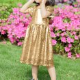 thumbnail image 5 of Fancifize Girls Short Sleeve Sequin Dresses Toddler Baby Kids Sparkly Fancy Formal Party Dress Crew Neck Fashion A-Line Midi Dress 3-8 Years, 5 of 6