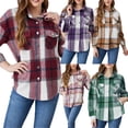 thumbnail image 7 of Biekopu Parent Child Button Down Plaid Shirt Jacket Turn Down Collar Long Sleeve Pocketed Plaid Jacket Coat (Red Mom, Small), 7 of 7