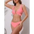 thumbnail image 2 of DARING DIVA Women's Wide Strap O Ring Cut Out Bikini Sets Medium Fluorescent Pink, 2 of 6