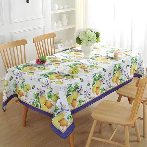 Spring Rectangle Tablecloth, 60x84 Inches, Watercolor Wild Flowers Spillproof Wrinkle Free Machine Wash Polyester, Floral Oblong Table Cloth for Indoor/Outdoor & Spring/Summer Daily Use