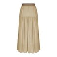 thumbnail image 3 of Miluxas Women Boho Style Pleated Skirts Elastic Waist Flowy Swing A-line Ankle Skirts with Pockets & Belts Khaki, 3 of 6