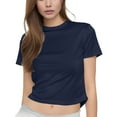 thumbnail image 2 of Tittly T Shirts for Women Basic Tees Women Casual Short Sleeve T Shirts Summer Crewneck Tshirts Cute Tee Basic Crop Tops Going Out Tops Tshirts Shirts Navy L, 2 of 5