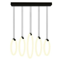 CWI Lighting Hoops 5 Light Contemporary Metal LED Chandelier in Black