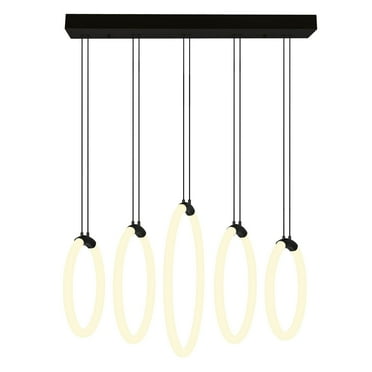 CWI Lighting Hoops 5 Light Contemporary Metal LED Chandelier in Black