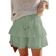 thumbnail image 1 of Pantalones cortos Aoudery Flowy para mujer, pantalones cortos con volantes, color verde, talla XS, 1 of 6