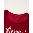 thumbnail image 5 of Fdqin Girls Christmas Dresses Velvet Long Sleeve Letter Print Plush Crew Neck Dress with Santa Hat Winter Christmas Outfit Red 3-4 Years, 5 of 9