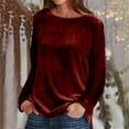 thumbnail image 2 of Enjoytime Blouses for Women Dressy Casual Crewneck Long Sleeve Velvet Basic Tops Pullover Soft Warm Winter Fall Plus Size Womens Top, 2 of 6