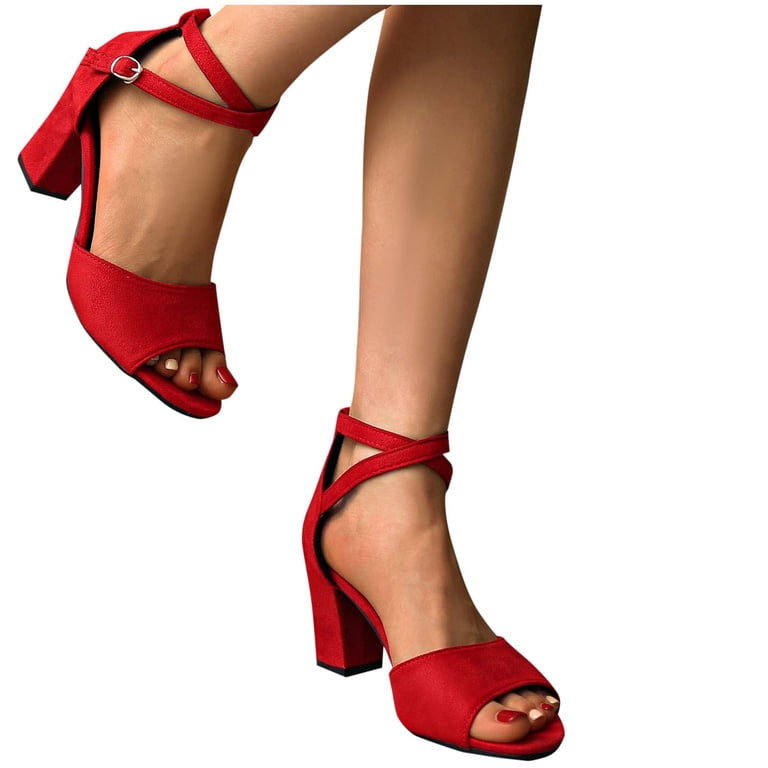 open lace back dress Amazon.com | RIBONGZ Red Strappy High Heels for Women Heeled Sandals Square  Open Toe Ankle Strap Chunky Wedding Bridal Prom Shoes Block High Heels for  Party Dress 8