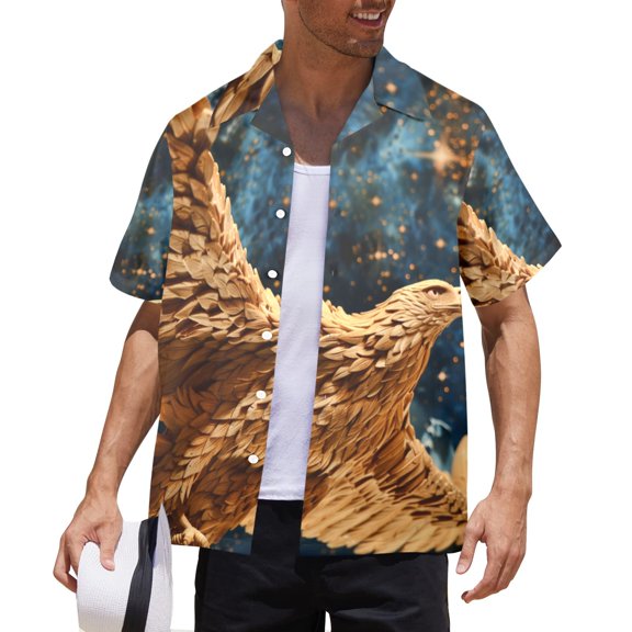 HANMUN Men's Summer Short Sleeve Button Down Shirts Wrinkle Free Casual collar Shirt，Size S-5XL USA
