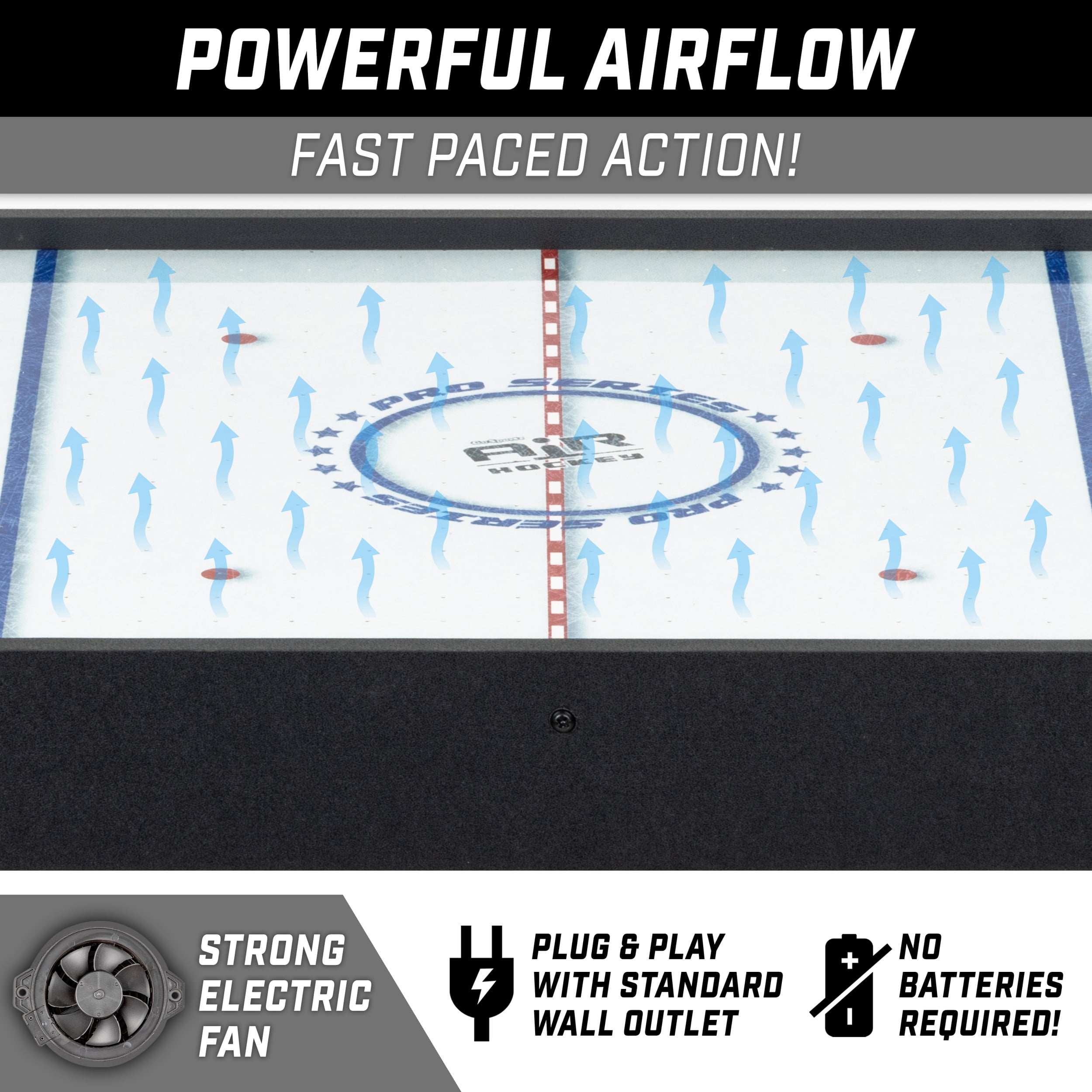 GoSports 40 Inch Table Top Air Hockey Game for Kids - AC Powered Motor- Black
