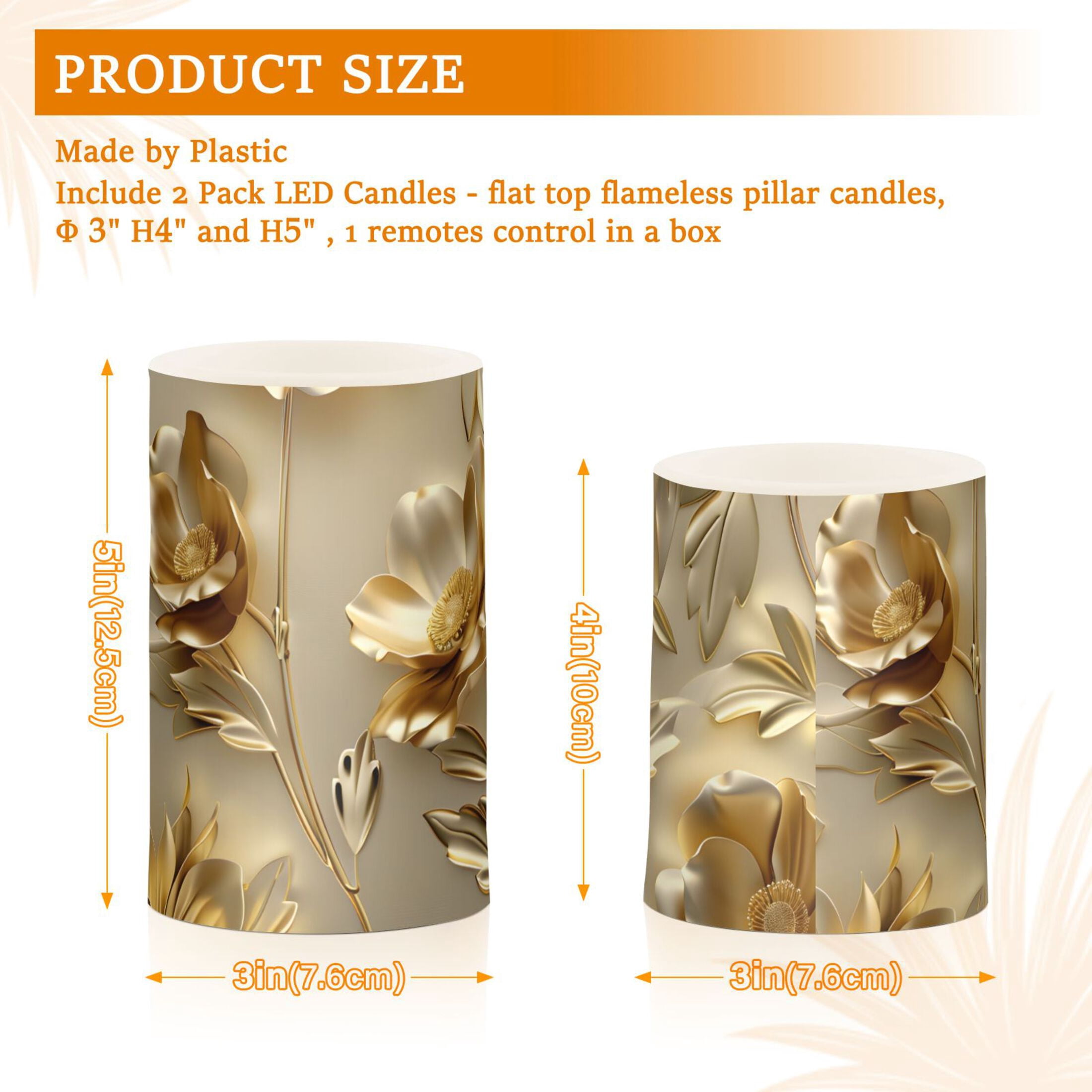 Luxury Flower and Leaf Flameless Candles with Remote Timer LED Battery Operated Flickering Candle Light for Festival Wedding Home Party