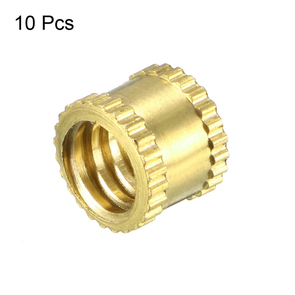 CIRCLE- 10Pcs 1/4"-20 6Mm X 8Mm Brass Knurled Threaded Insert Embedment Nuts