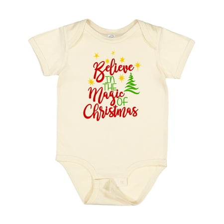 

Inktastic Believe in the Magic of Christmas Yellow Stars and Tree Gift Baby Boy or Baby Girl Bodysuit