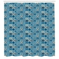 thumbnail image 3 of Ambesonne Navy Blue Shower Curtain, Grid Ornamental Squares, 69"Wx84"L, Multicolor, 3 of 3