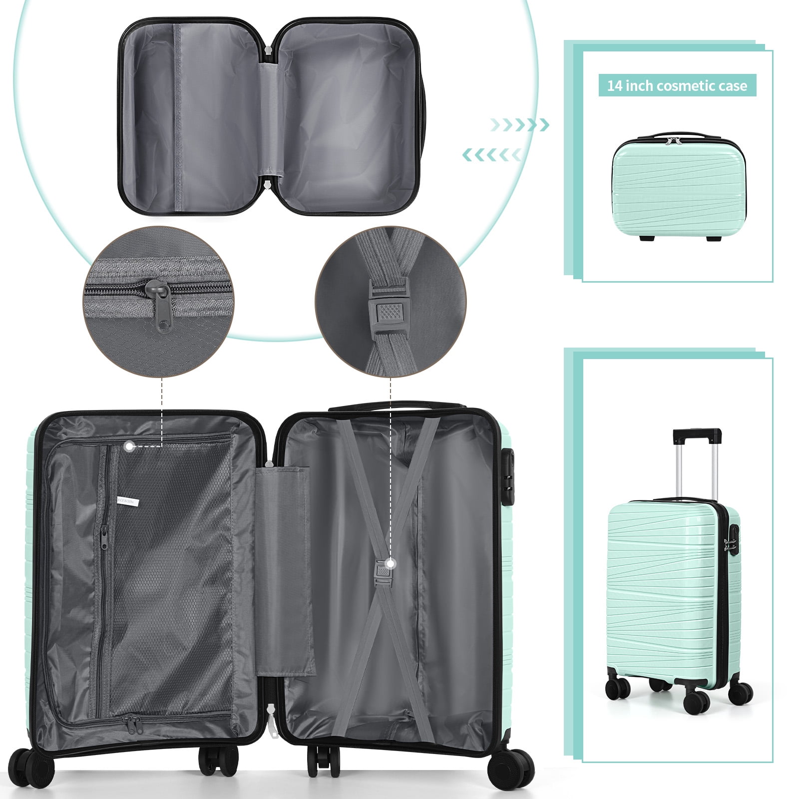 Travel Business Trip Slanted Stripe Luggage Set PP 2 Piece (14"+20") Blue