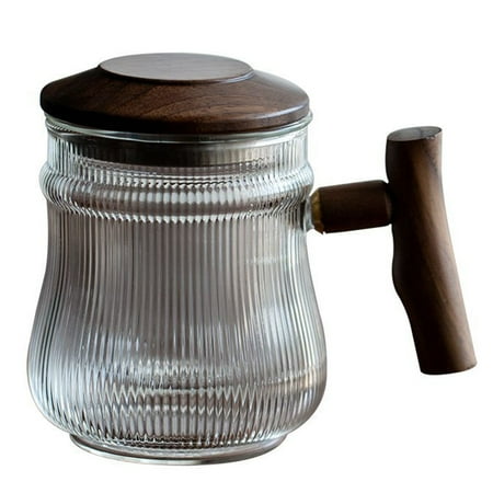 

1 Set Vertical Stripes Glass Tea Infuser Cup High-resistant Coffee Drinkware