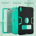 thumbnail image 2 of ELEHOLD Rugged Hybrid Case for iPad 10th Generation 10.9" 2022, Tri-Layers Hard PC Soft Silicone Hidden Kickstand Anti-Scratch Shockproof Heavy Duty Case for Kids Men Women,Black+Mint, 2 of 8