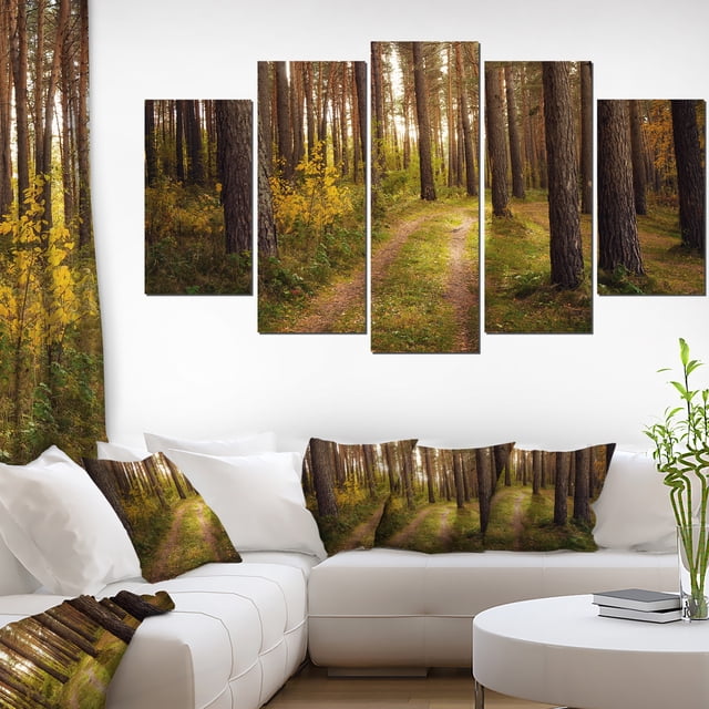 Road through Thick Fall Forest - Modern Forest Canvas Art