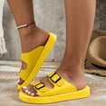thumbnail image 2 of Dakaela Women's Platform Sandals Arch Support Foam Slip on Slides Two Buckle EVA Flat Sandal Yellow 6, 2 of 7