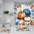 thumbnail image 3 of Cortina de ducha de calabaza de otoño con diseño bohemio de hojas de arce otoñales, cosecha de Acción de Gracias, acuarela, floral, rústica, estilo granja, cortinas de baño con ganchos, 3 of 5
