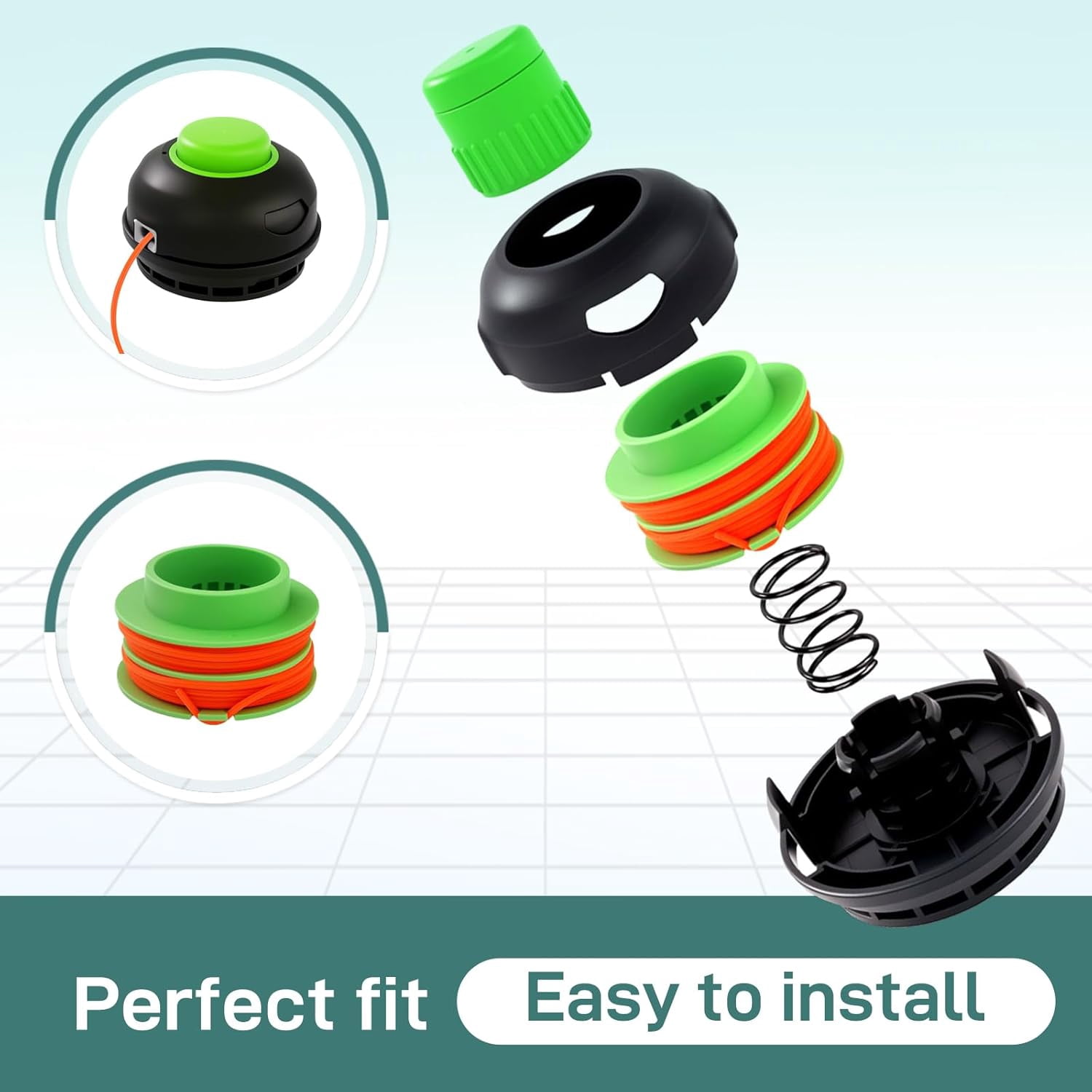 OWNTIDE AH1300 Trimmer Head for EGO Power+ 15" String Trimmers ST1500/F/S/SF/XY, Replacement Bump Head w/ Pre-Wound 0.095" Line