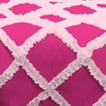 thumbnail image 4 of 1 Piece Luxury Two Tone Diamond Ruffle Pattern Comforter Super Soft, All Season 800 Thread Count, 100% Egyptian Cotton, Oversized Super King Size Hot Pink-Light Pink Color, 4 of 4