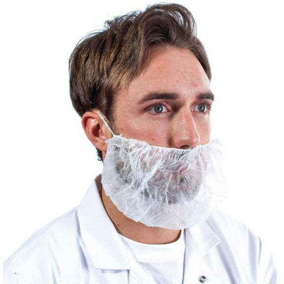 100ct Beard Cover Latex Free Lightweight Breathable White
