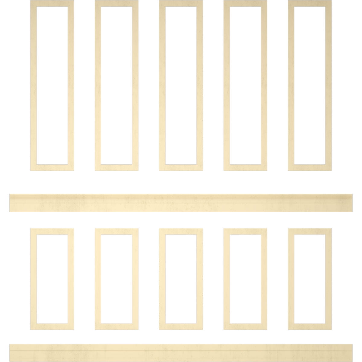 Ekena millwork 94 1/2"L (Adjustable 108"H to 132"H) Ashford Square Panel Stacked Wall Wainscot Paneling Kit