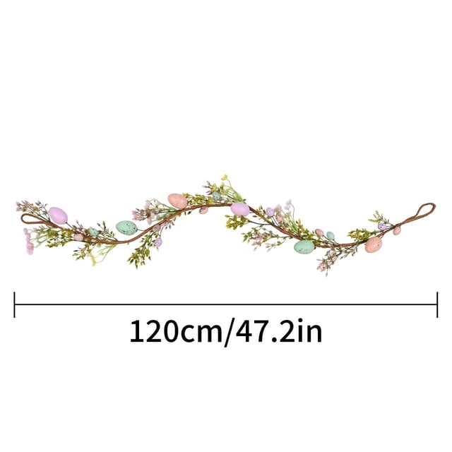 Corona floral de huevo de Pascua para fiesta de primavera y decoración del hogar anillo de planta verde