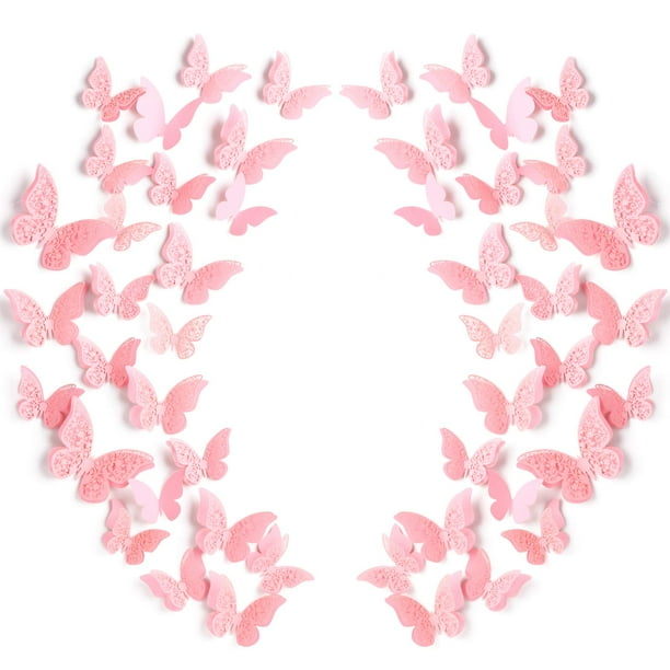 Set de 120 calcomanías adhesivas 3D de mariposas rosas Outus