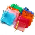 thumbnail image 2 of 50pcs/lot Adjustable Organza Bags Drawstring Jewelry Packaging Favors Cake Pouches Candy Wedding Packing Present Pouches 4Size Gold Color 13x18cm, 2 of 6