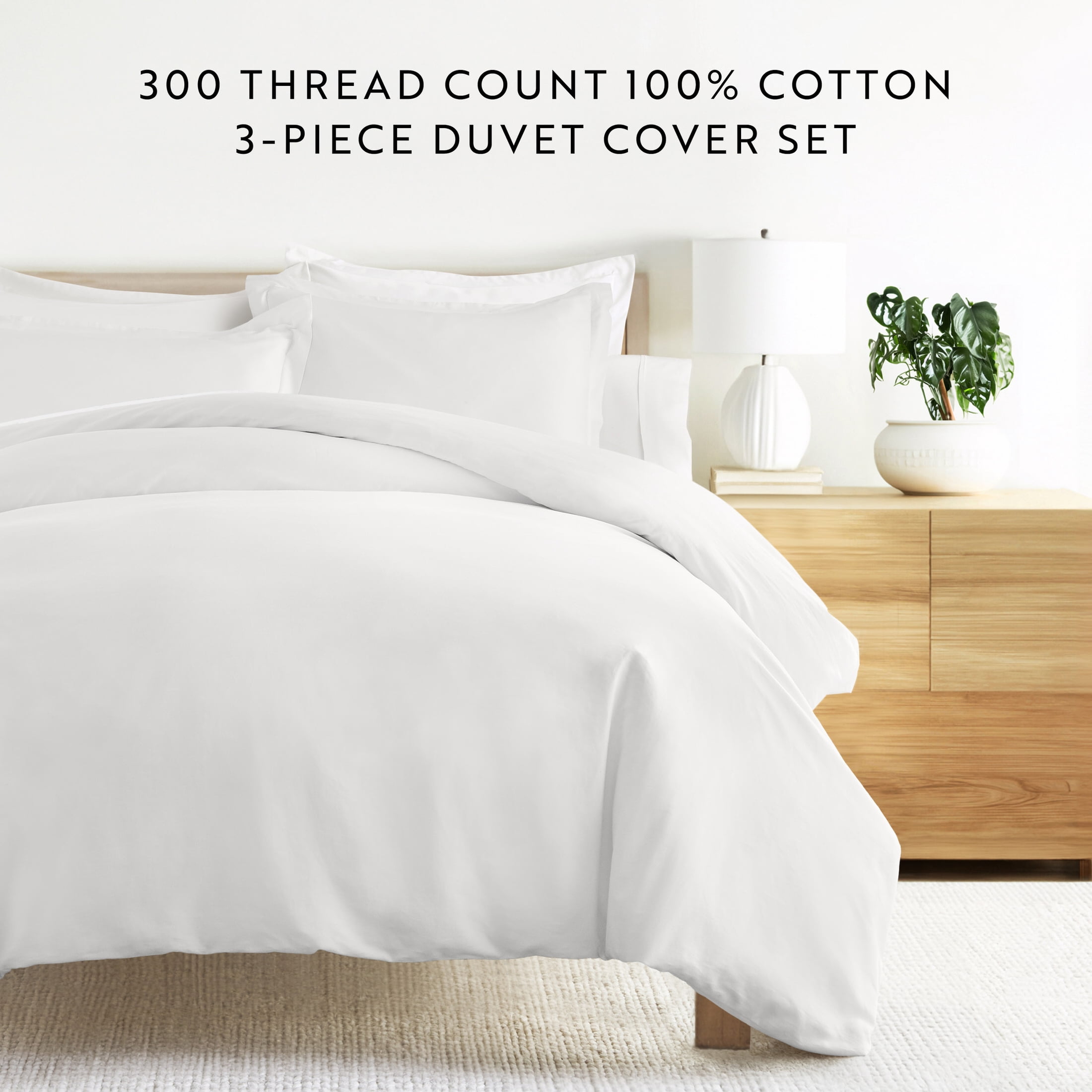 White Vintage Washed 3 Piece Cotton Duvet Cover Set, Twin/TwinXL, by Noble Linens