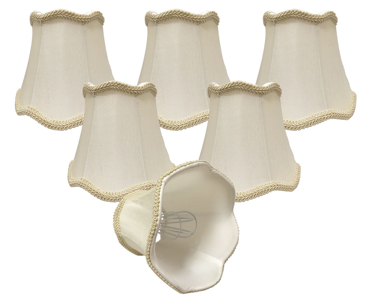 Soft Bell Set of 6 Eggshell Royal Designs 5" Chandelier Lamp Shades 