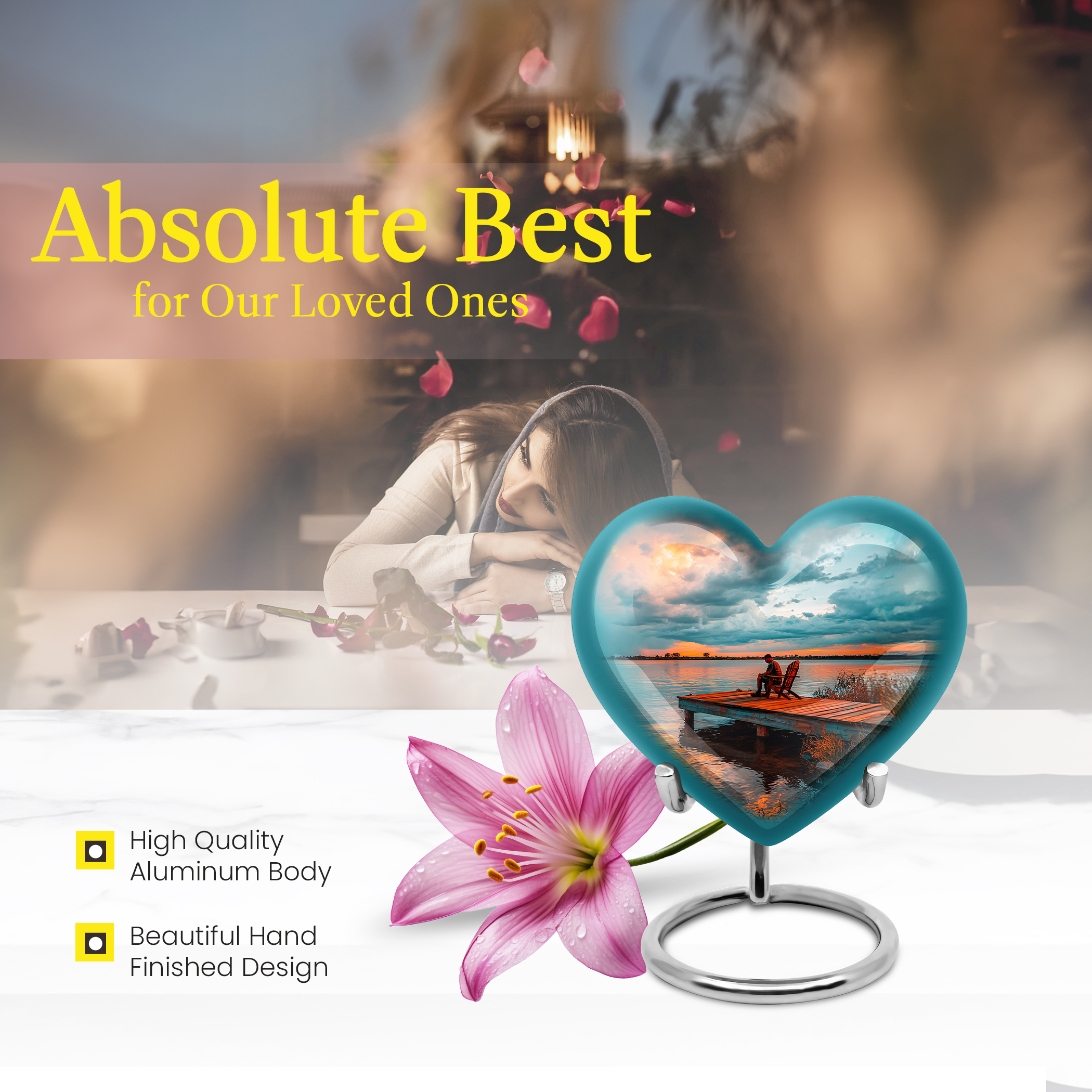 SABURIAL Fishing Urn - Mini Cremation Urn For Female - Little Urns For Human Ashes Adult Man - Memorial Funeral Urns - 3 Inch Set Of 2