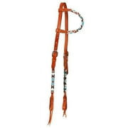 Showman Argentina Leather Single Ear Headstall w/ Multi Colored Beaded Southwest Design