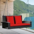 thumbnail image 6 of HQZX Wicker Hanging Porch Swing with Chains and Pillows,for Patios and Garden,Brown1, 6 of 8