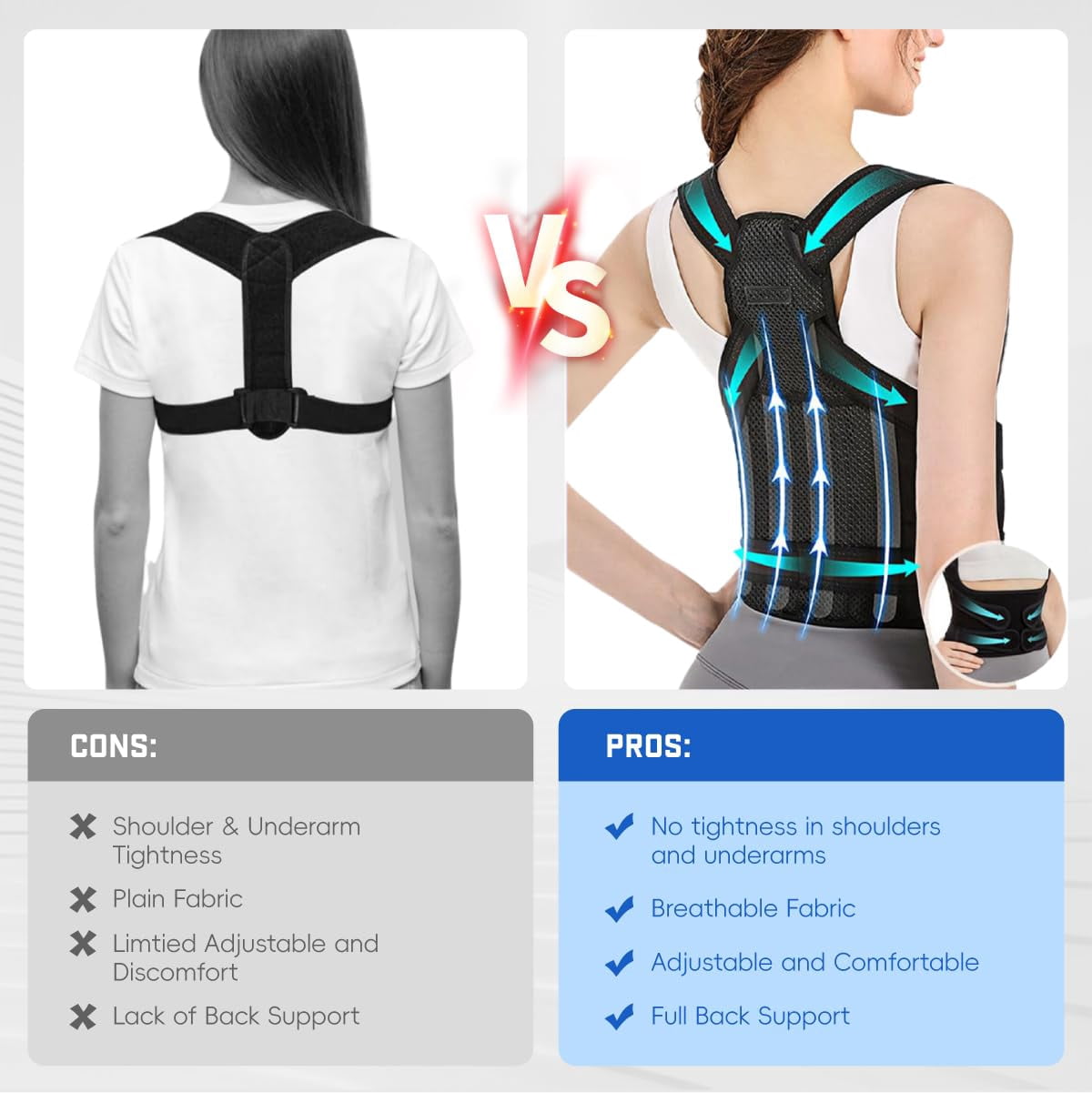 Back Brace Posture Corrector for Women & Men, Adjustable Shoulder Straightener with Full Back Support, Relief for Upper and Lower Back Pain, Scoliosis, Hunchback & Spine Alignment